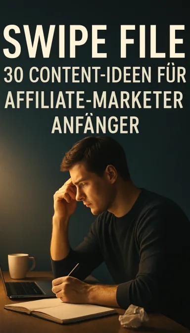 Cover von Swipe File: 30 Content-Ideen für Affiliate-Marketer Anfänger - Entdecke die besten Strategien, um sofort erfolgreich zu starten!